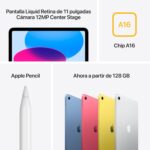 Apple iPad A16 WIFI 11" (A3354) 128GB MD3Y4TY/A PLATA , A - Imagen 5