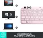 Logitech MX Keys Mini Teclado Inalámbrico, Compacto, Bluetooth, Retroiluminado, USB-C, Compatible con Apple macOS, iOS, Windows, Linux,Android, de Metal, Rosa, A - Imagen 2
