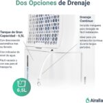 Airalia AIR-DH20 Deshumidificador 20L,Depósito Extraíble de 6,5 litros y Desagüe Continuo, Temporizador 24h,Seca Ropa, Elimina Humedad de Habitaciones Grandes 40m2 , A - Imagen 4