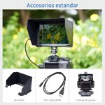 Feelworld T7 Plus 7 Pulgadas DSLR Monitor de Campo para Cardán de Cámara 3D LUT Forma de Onda Vector 1920x1200 IPS 4K HDMI Entrada Salida, A - Imagen 3
